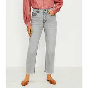 Loft Size 30 10 Regular High Rise Straight Crop Jeans Grey Wash Frayed Hem